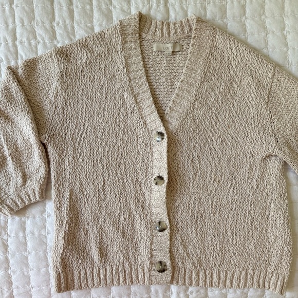 LOFT Sweaters - LOFT Cotton Oatmeal Cream Cardigan